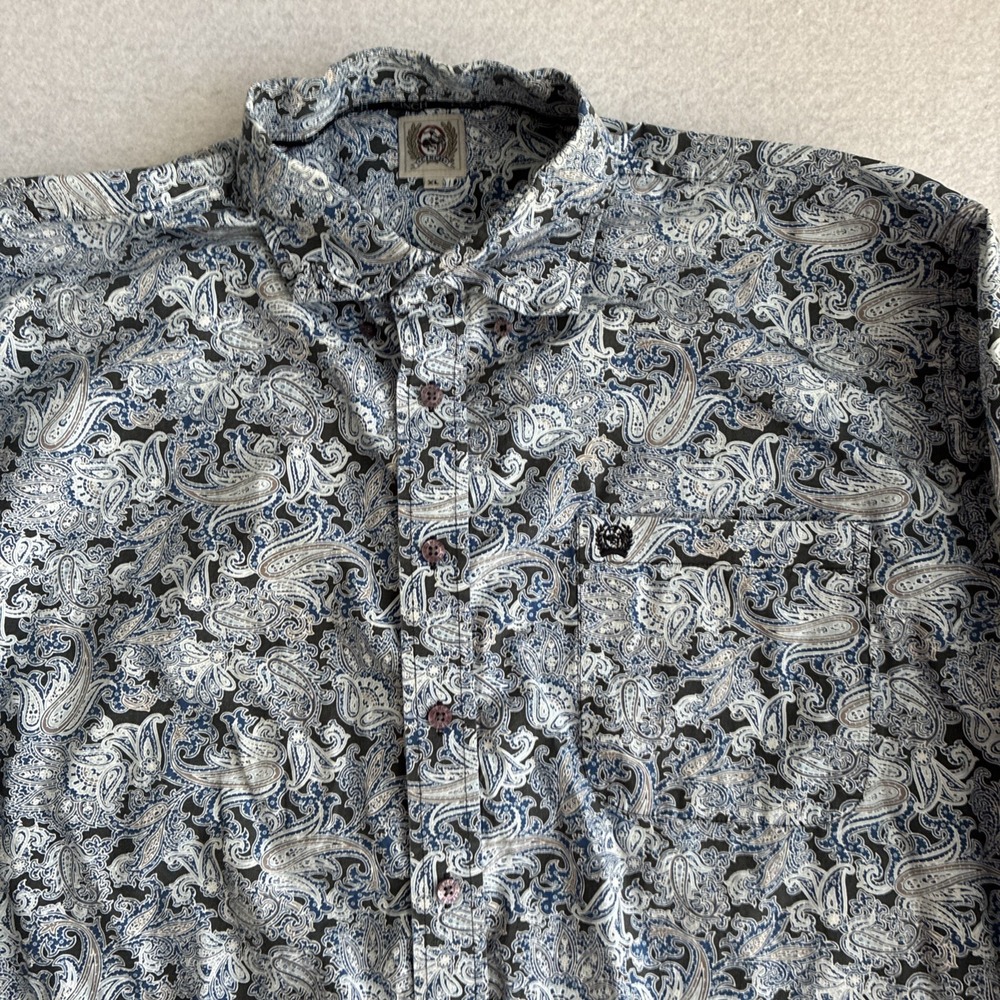 Cinch Mens XL Blue Paisley Button Down Shirt Long Sleeve Cotton Western Rodeo